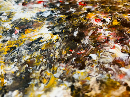 Close Up Colorful Fluid Pouring Abstract Art Acrylic Painting Texture Backgroundの写真素材