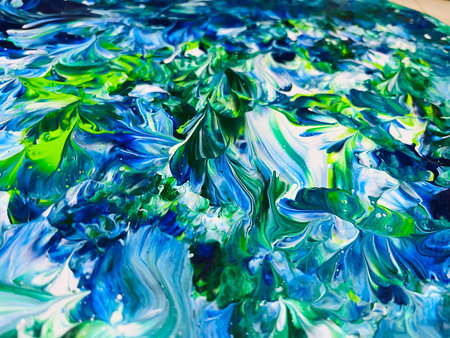 Close Up Colorful Fluid Pouring Abstract Art Acrylic Painting Texture Background