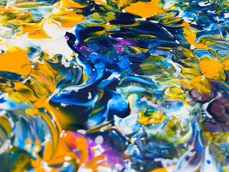 Close Up Colorful Fluid Pouring Abstract Art Acrylic Painting Texture Background