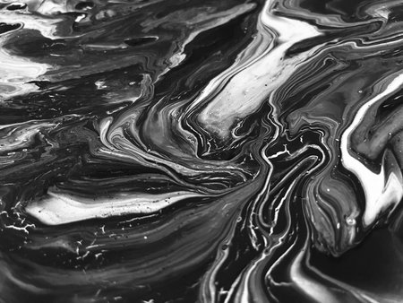 Close Up Black and White Colors Fluid Pouring Abstract Art Acrylic Painting Texture Background