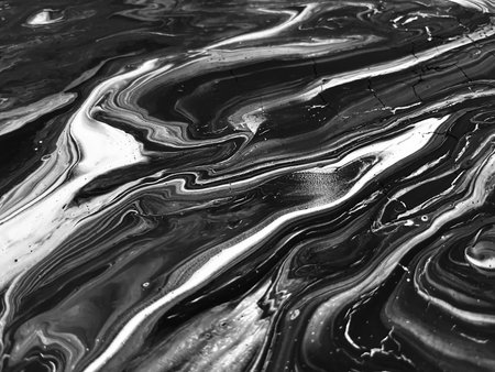 Close Up Black and White Colors Fluid Pouring Abstract Art Acrylic Painting Texture Background