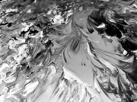Close Up Black and White Colors Fluid Pouring Abstract Art Acrylic Painting Texture Background
