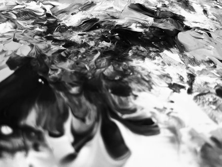 Close Up Black and White Colors Fluid Pouring Abstract Art Acrylic Painting Texture Background
