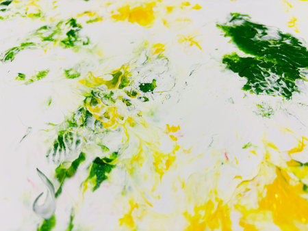 Close Up Colorful Fluid Pouring Abstract Art Acrylic Painting Texture Backgroundの写真素材