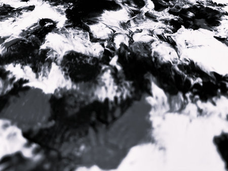 Close Up Black and White Colors Fluid Pouring Abstract Art Acrylic Painting Texture Backgroundの写真素材
