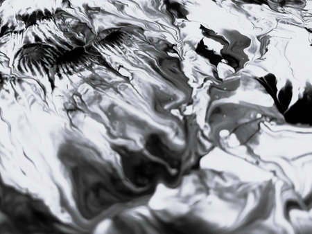Close Up Black and White Colors Fluid Pouring Abstract Art Acrylic Painting Texture Background