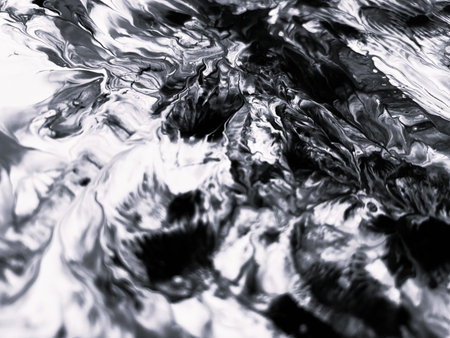 Close Up Black and White Colors Fluid Pouring Abstract Art Acrylic Painting Texture Background