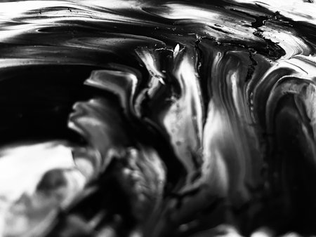 Close Up Black and White Colors Fluid Pouring Abstract Art Acrylic Painting Texture Backgroundの写真素材