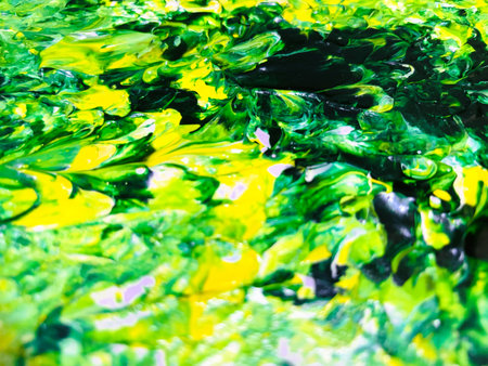 Close Up Colorful Fluid Pouring Abstract Art Acrylic Painting Texture Backgroundの写真素材