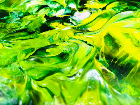 Close Up Colorful Fluid Pouring Abstract Art Acrylic Painting Texture Backgroundの写真素材