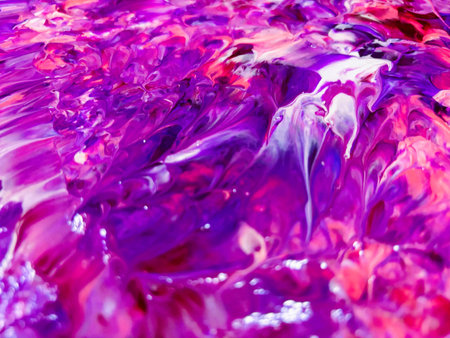 Close Up Colorful Fluid Pouring Abstract Art Acrylic Painting Texture Backgroundの写真素材