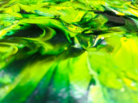 Close Up Colorful Fluid Pouring Abstract Art Acrylic Painting Texture Backgroundの写真素材