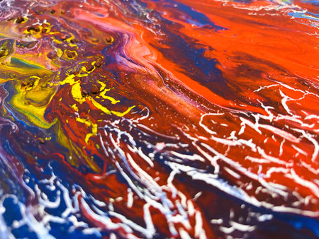Close Up Colorful Fluid Pouring Abstract Art Acrylic Painting Texture Background