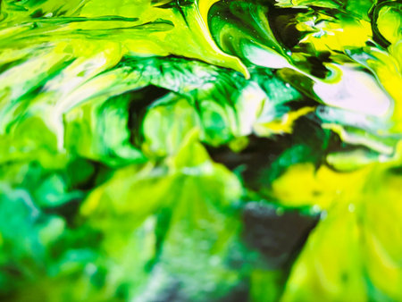 Close Up Colorful Fluid Pouring Abstract Art Acrylic Painting Texture Backgroundの写真素材