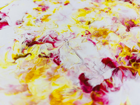 Close Up Colorful Fluid Pouring Abstract Art Acrylic Painting Texture Backgroundの写真素材