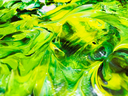 Close Up Colorful Fluid Pouring Abstract Art Acrylic Painting Texture Backgroundの写真素材