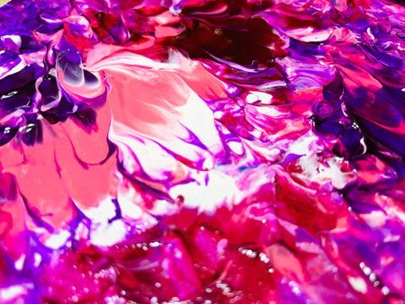 Close Up Colorful Fluid Pouring Abstract Art Acrylic Painting Texture Backgroundの写真素材