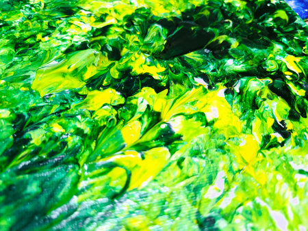 Close Up Colorful Fluid Pouring Abstract Art Acrylic Painting Texture Backgroundの写真素材