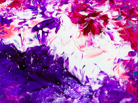 Close Up Colorful Fluid Pouring Abstract Art Acrylic Painting Texture Backgroundの写真素材