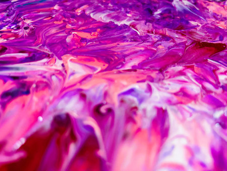 Close Up Colorful Fluid Pouring Abstract Art Acrylic Painting Texture Backgroundの写真素材