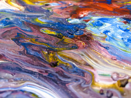 Close Up Colorful Fluid Pouring Abstract Art Acrylic Painting Texture Background