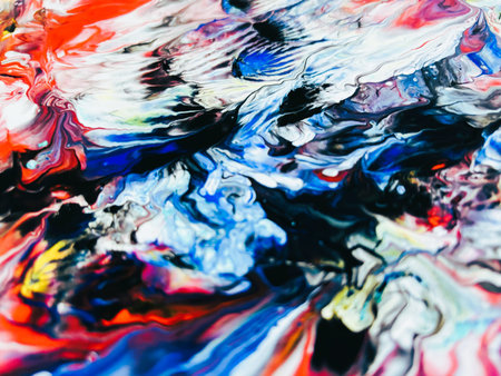 Close Up Colorful Fluid Pouring Abstract Art Acrylic Painting Texture Background