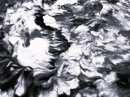 Close Up Black and White Colors Fluid Pouring Abstract Art Acrylic Painting Texture Background