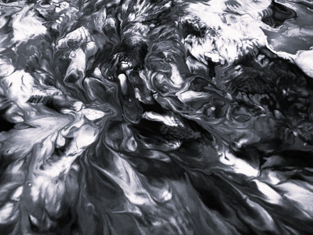 Close Up Black and White Colors Fluid Pouring Abstract Art Acrylic Painting Texture Background