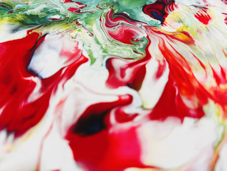 Close Up Colorful Fluid Pouring Abstract Art Acrylic Painting Texture Backgroundの写真素材