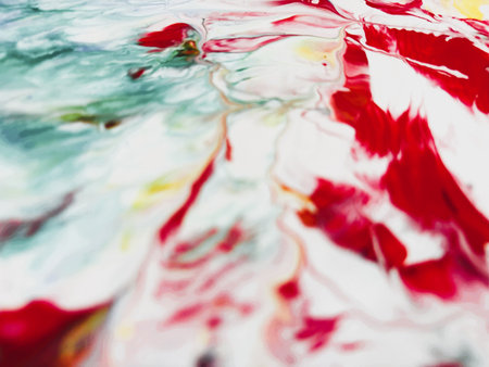 Close Up Colorful Fluid Pouring Abstract Art Acrylic Painting Texture Backgroundの写真素材