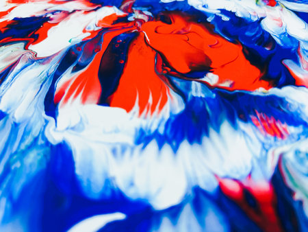Close Up Colorful Fluid Pouring Abstract Art Acrylic Painting Texture Backgroundの写真素材