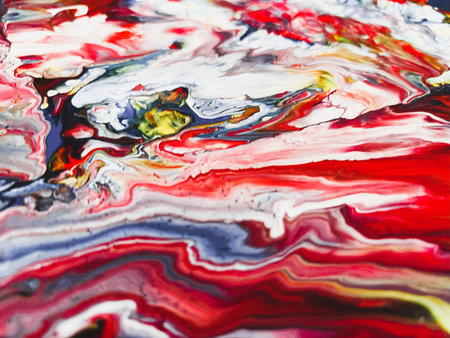 Close Up Colorful Fluid Pouring Abstract Art Acrylic Painting Texture Backgroundの写真素材
