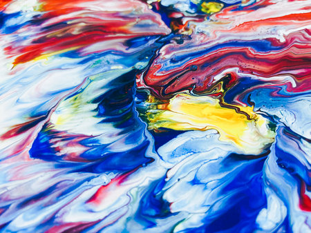 Close Up Colorful Fluid Pouring Abstract Art Acrylic Painting Texture Background