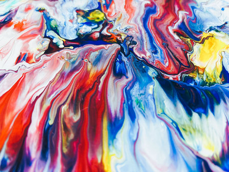 Close Up Colorful Fluid Pouring Abstract Art Acrylic Painting Texture Background