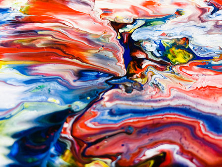 Close Up Colorful Fluid Pouring Abstract Art Acrylic Painting Texture Background