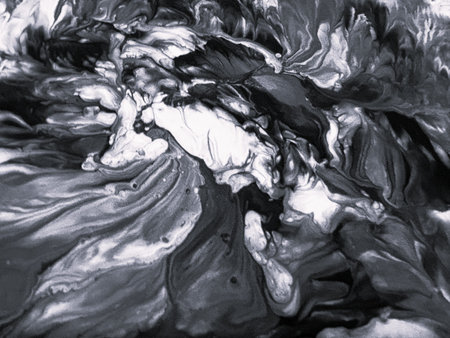 Close Up Black and White Colors Fluid Pouring Abstract Art Acrylic Painting Texture Background
