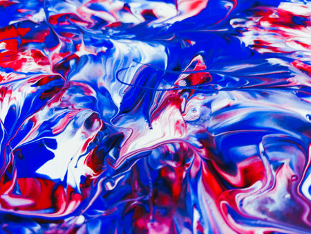 Close Up Colorful Fluid Pouring Abstract Art Acrylic Painting Texture Backgroundの写真素材