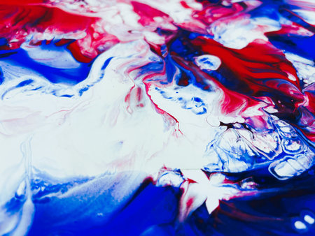 Close Up Colorful Fluid Pouring Abstract Art Acrylic Painting Texture Backgroundの写真素材