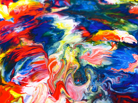 Close Up Colorful Fluid Pouring Abstract Art Acrylic Painting Texture Background