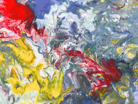 Close Up Colorful Fluid Pouring Abstract Art Acrylic Painting Texture Background