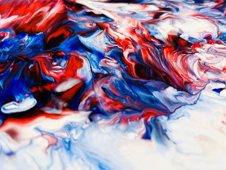 Close Up Colorful Fluid Pouring Abstract Art Acrylic Painting Texture Backgroundの写真素材
