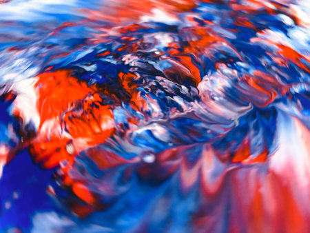 Close Up Colorful Fluid Pouring Abstract Art Acrylic Painting Texture Backgroundの写真素材