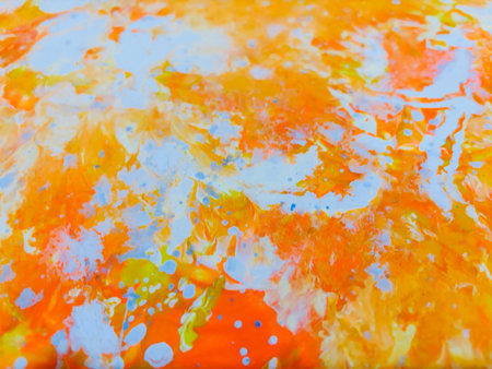 Close Up Colorful Fluid Pouring Abstract Art Acrylic Painting Texture Backgroundの写真素材