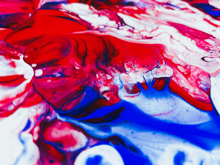 Close Up Colorful Fluid Pouring Abstract Art Acrylic Painting Texture Backgroundの写真素材