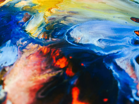 Close Up Colorful Fluid Pouring Abstract Art Acrylic Painting Texture Background