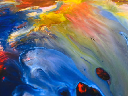Close Up Colorful Fluid Pouring Abstract Art Acrylic Painting Texture Background