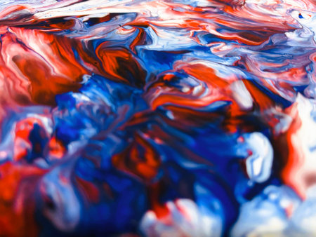 Close Up Colorful Fluid Pouring Abstract Art Acrylic Painting Texture Backgroundの写真素材