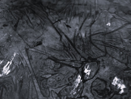 Close Up Black and White Colors Fluid Pouring Abstract Art Acrylic Painting Texture Backgroundの写真素材
