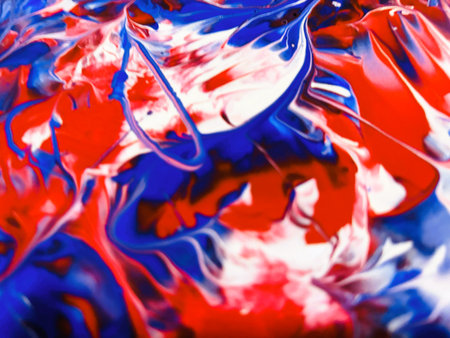 Close Up Colorful Fluid Pouring Abstract Art Acrylic Painting Texture Backgroundの写真素材
