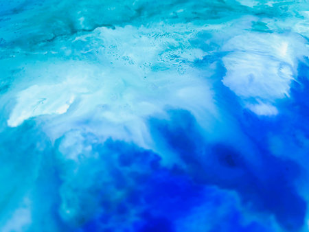 Close Up Colorful Fluid Pouring Abstract Art Acrylic Painting Texture Backgroundの写真素材